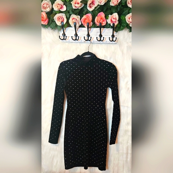 H&M Bodycon Longsleeve Mockneck Sparkle Mini Dress - Picture 1 of 6